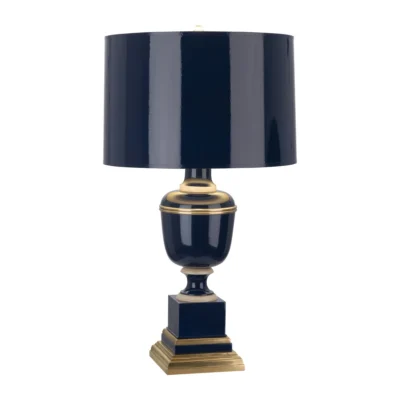 Annika Accent Lamp in Cobalt Lacquered Paint w Natural Brass design by Robert Abbey