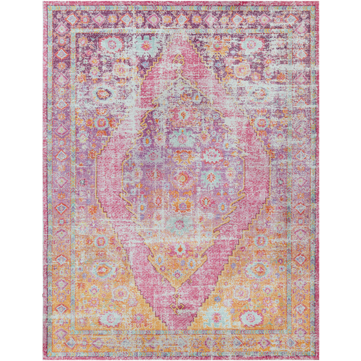 Antioch Rug in Bright Pink and Saffron