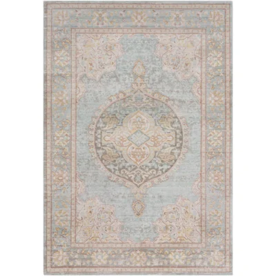 Antioch Rug in Sea Foam and White