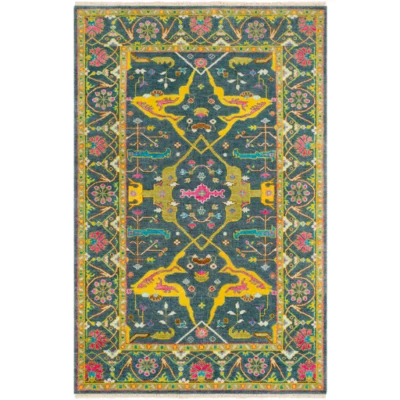 Antique Rug in Navy and Mustard