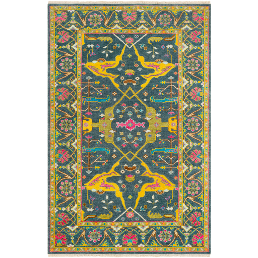 Antique Rug in Navy and Mustard