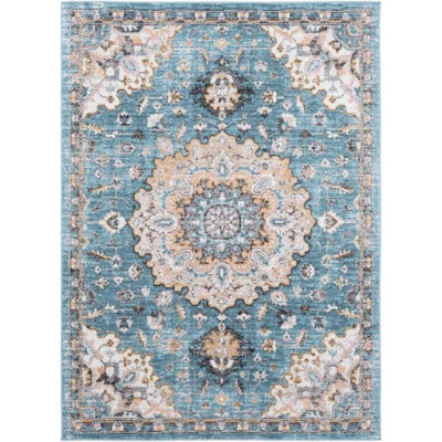 Azul Rug in Aqua and Beige