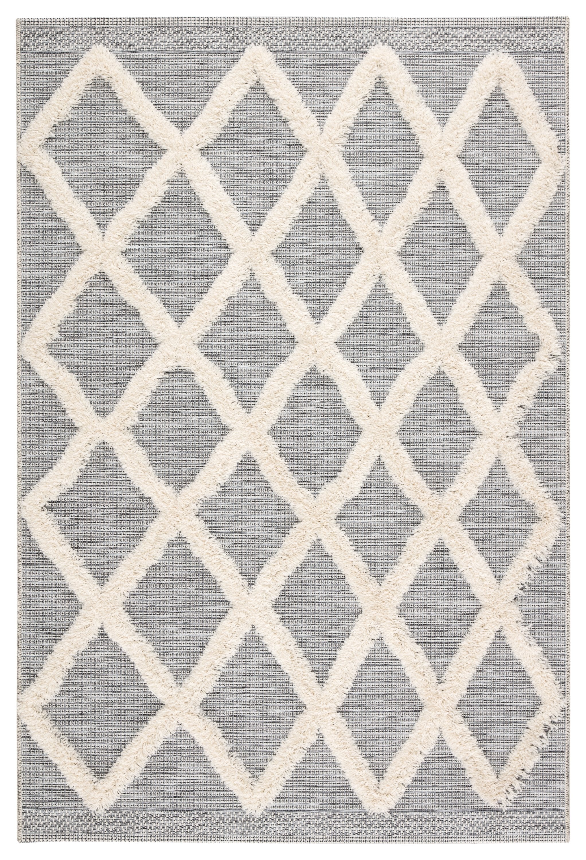 Bandalier Indoor Outdoor Trellis Gray and Cream Area Rug