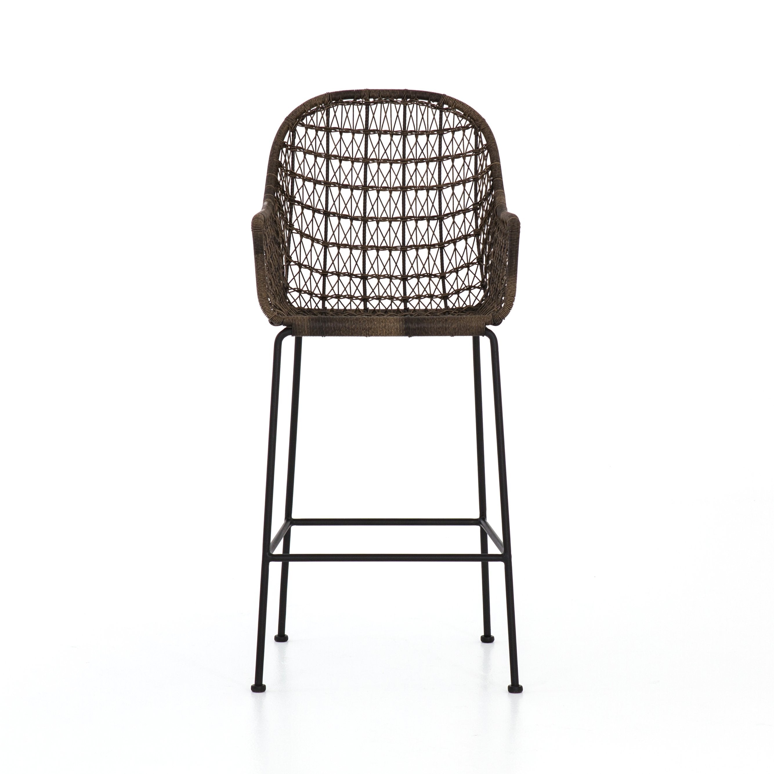 Bandera Outdoor Woven Barstool in Distressed Grey