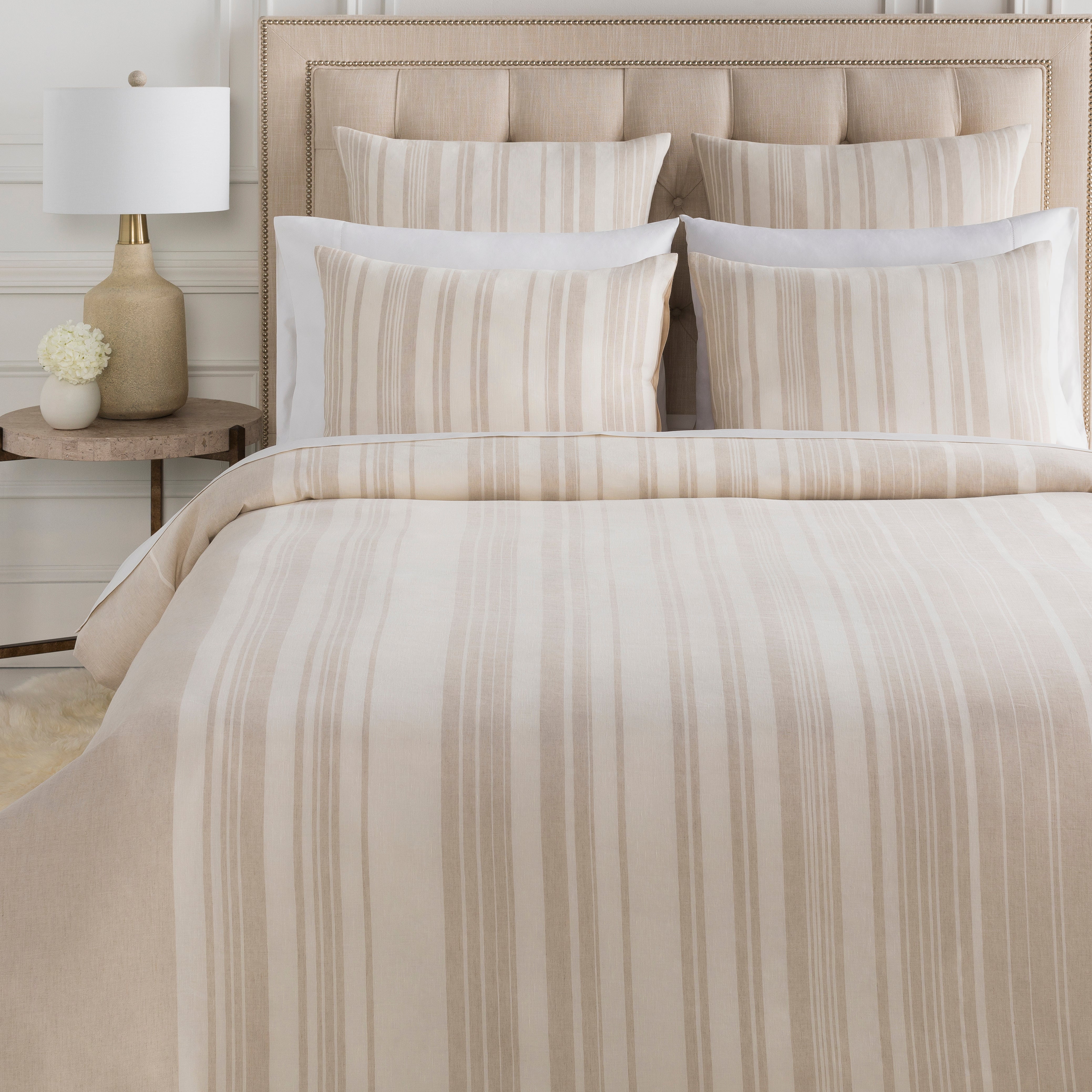 Baris Bedding in Taupe and Ivory