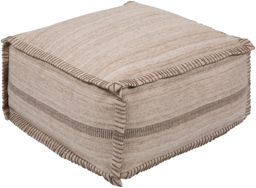 Barnsley Viscose Pouf in Ivory and Khaki