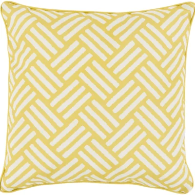 Basketweave 16 Outdoor Pillow in Gold and Ivory