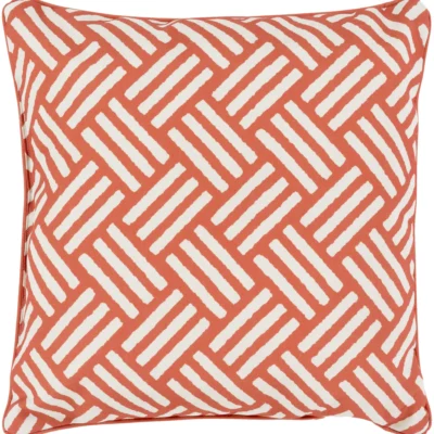 Basketweave 20 Outdoor Pillow in Rust and Ivory