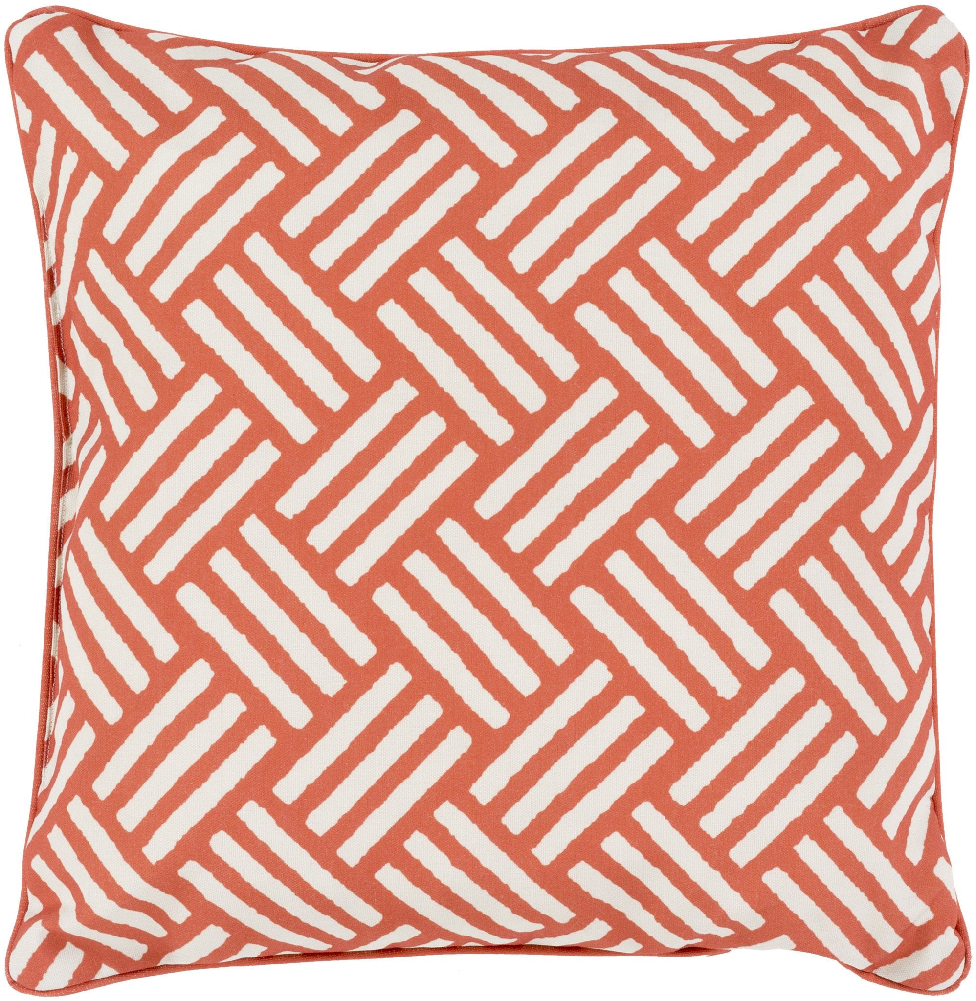 Basketweave 20 Outdoor Pillow in Rust and Ivory