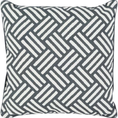 Basketweave Woven Pillow in Black