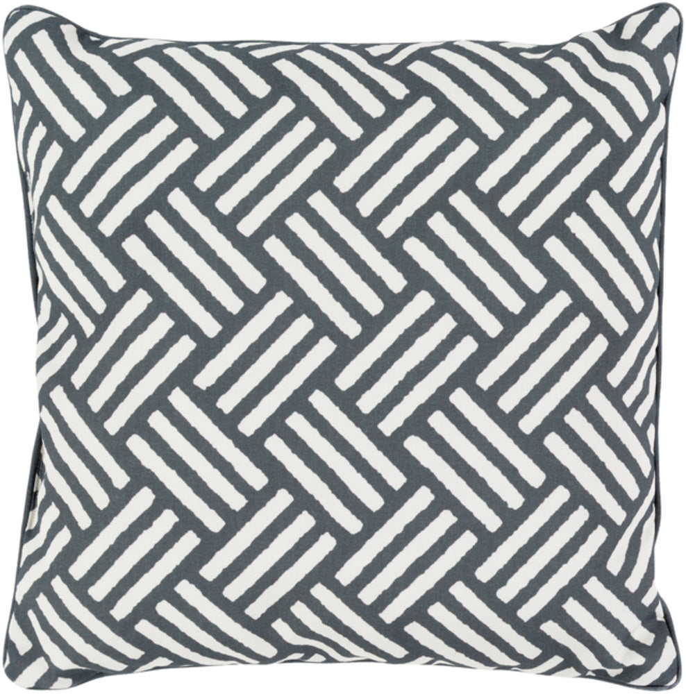 Basketweave Woven Pillow in Black