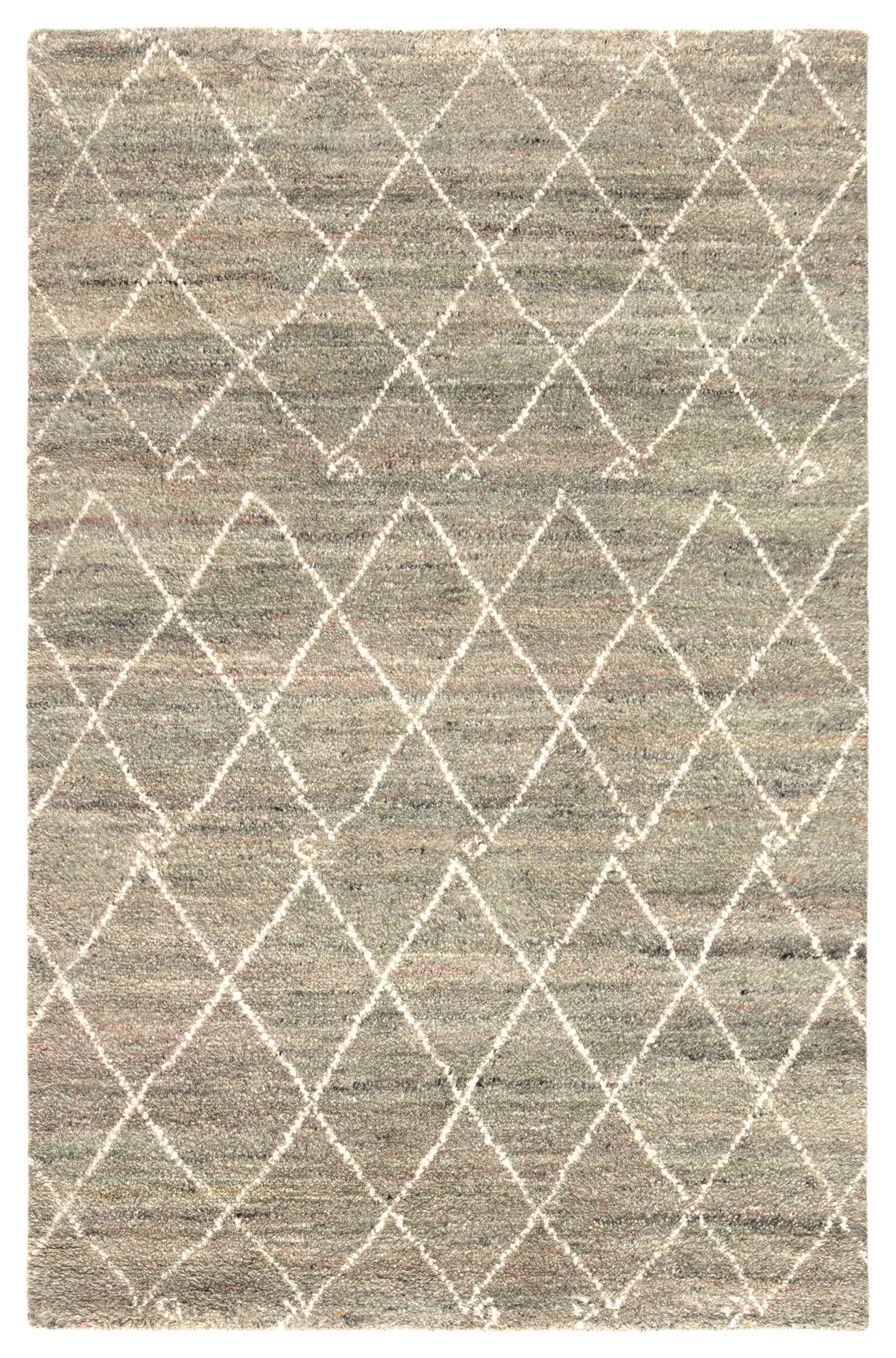 Batten Hand Knotted Trellis Green and Ivory Area Rug