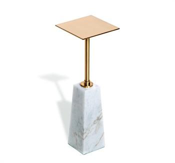 Beck Square Drink Table in White Antique Brass design by Interlude Home