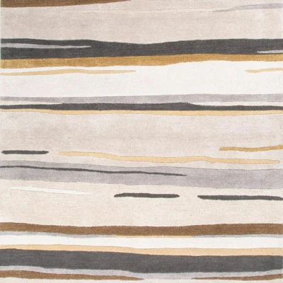 Bernini Handmade Abstract Gray and Gold Area Rug