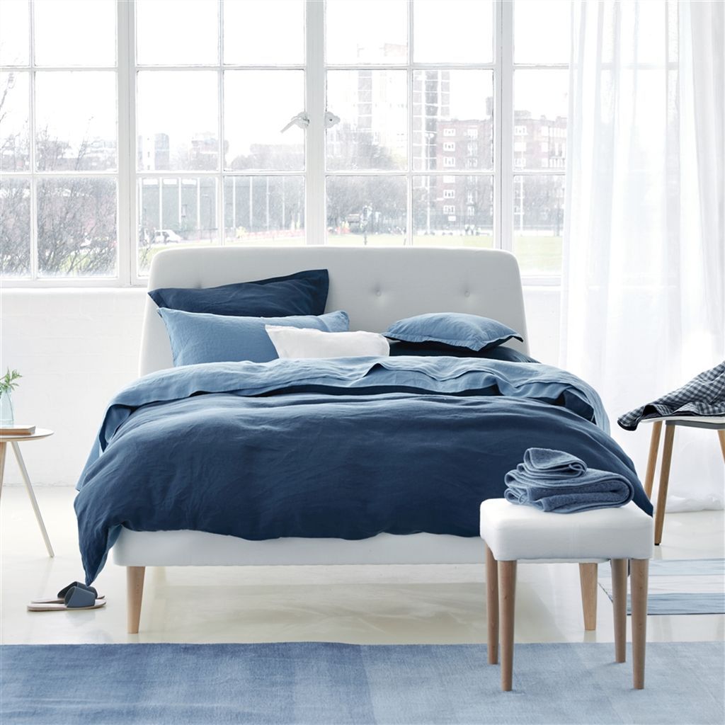 Biella Midnight and Wedgwood Bedding design by Designers Guild