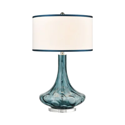 Blue Thumb Print Glass Table Lamp