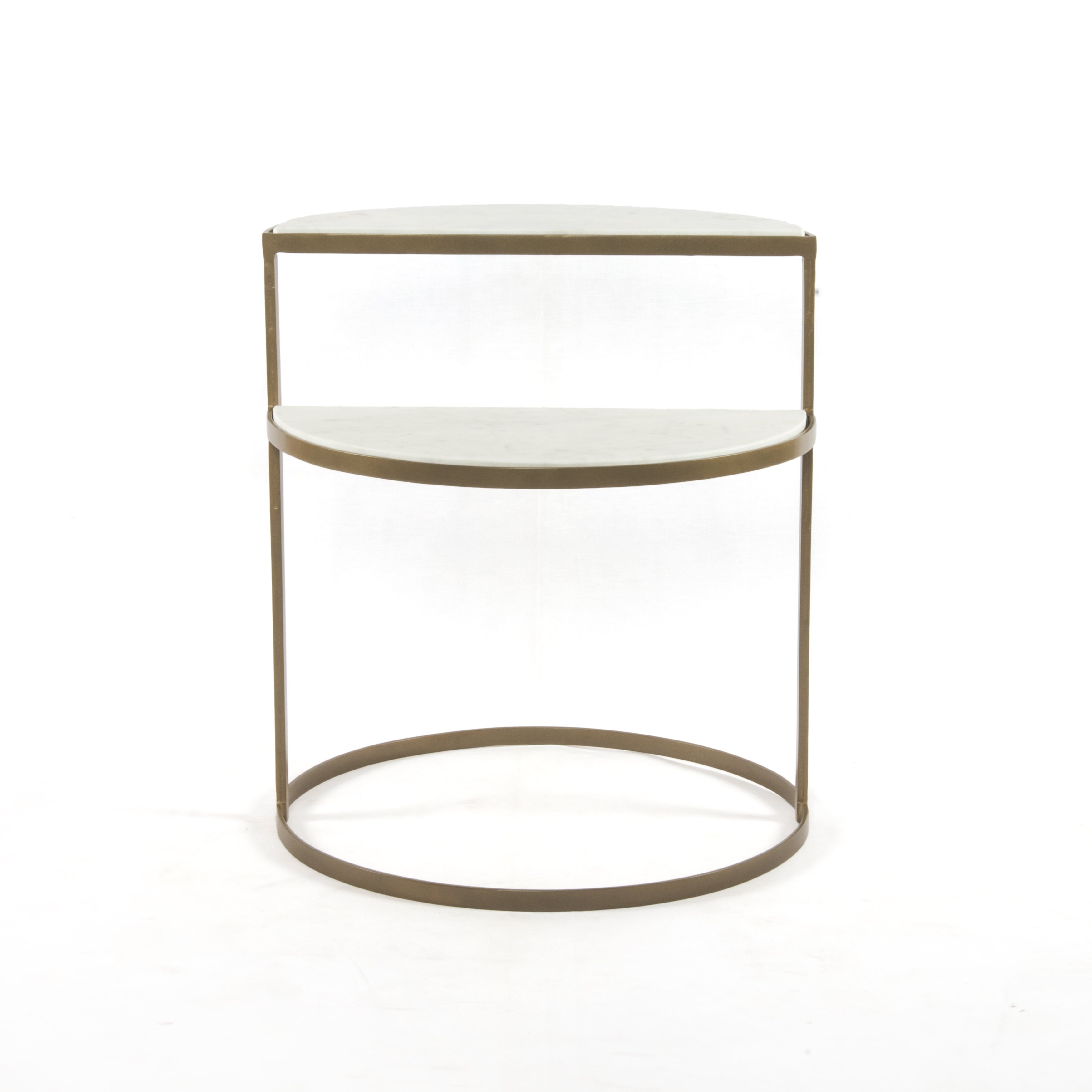 Bonnell Nightstand in Antique Brass and Polished White Marble
