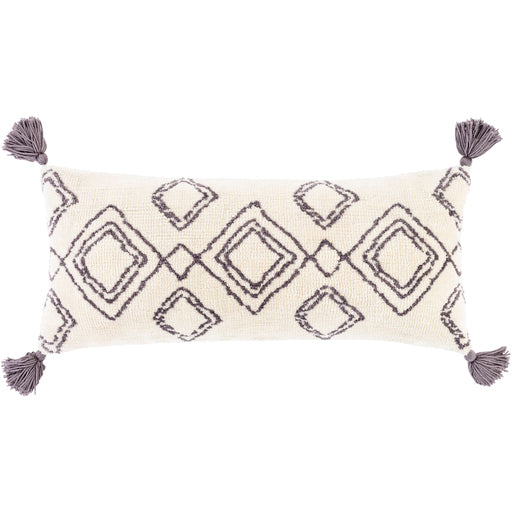 Braith Woven Pillow in Cream and Charcoal