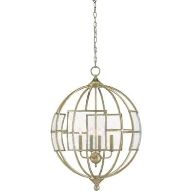 Broxton Orb Chandelier in Silver Leaf design by Currey and Company