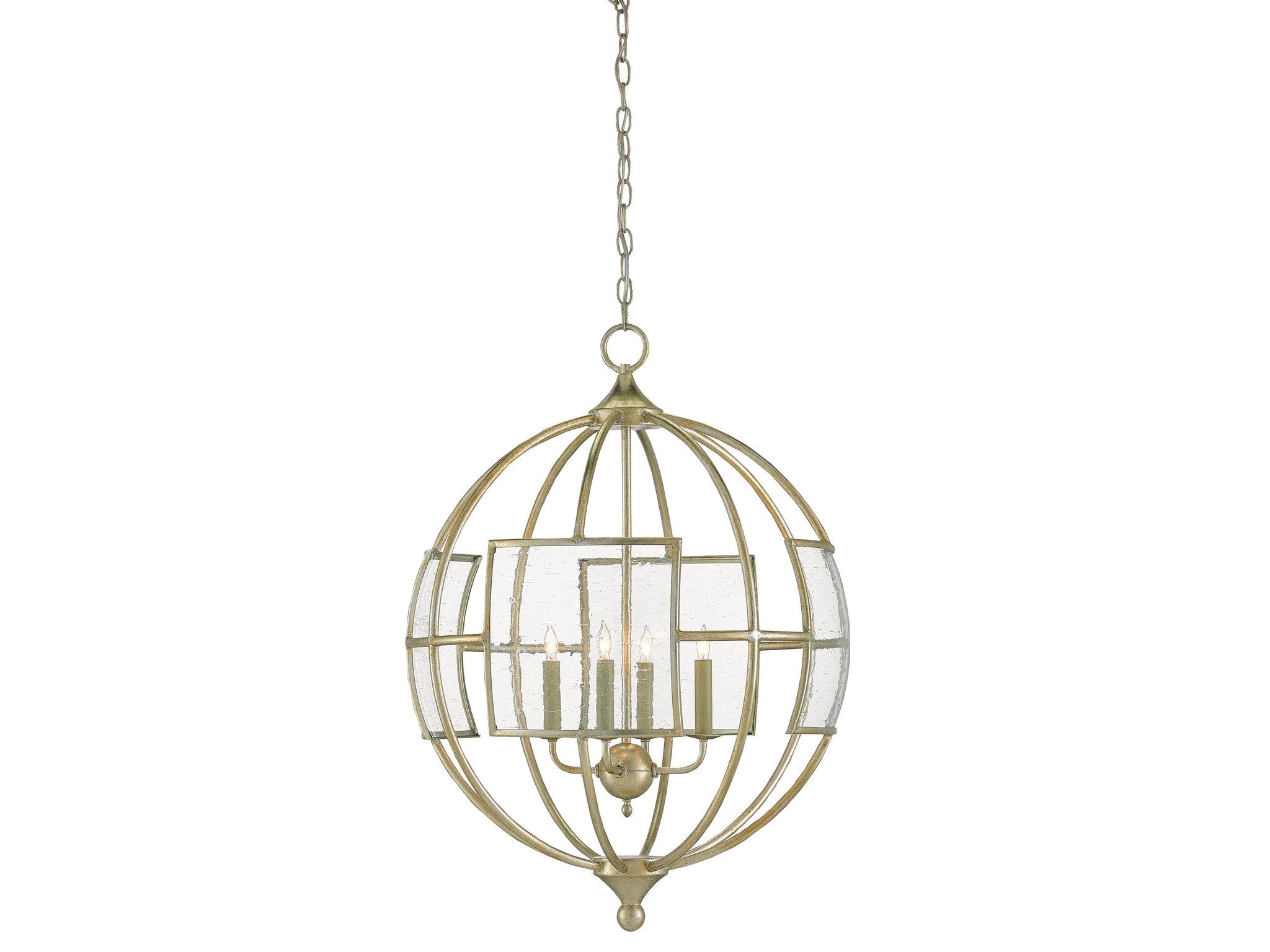 Broxton Orb Chandelier in Silver Leaf design by Currey and Company