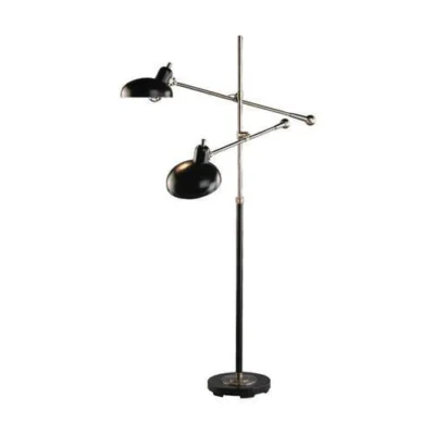 Bruno Collection Adjustable Double Arm Pharmacy Floor Lamp design by Robert Abbey