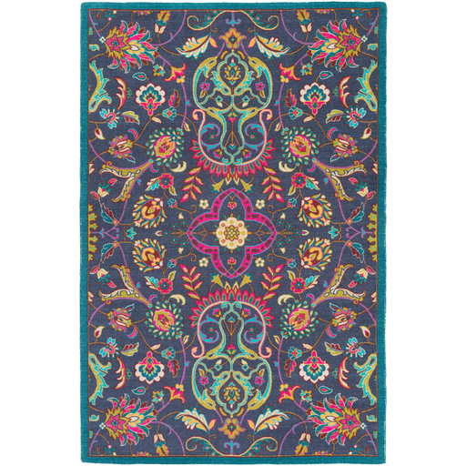 Bukhara Rug in Navy and Aqua