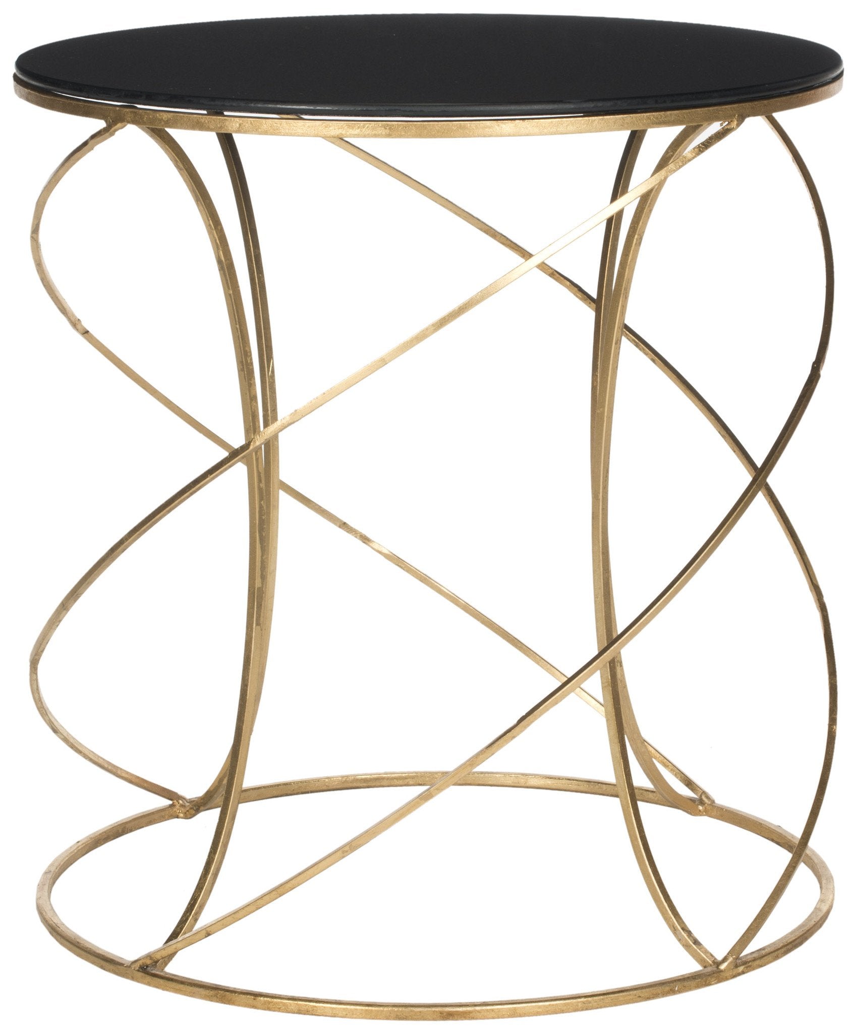 Cagney Accent Table w Black Glass Top design by Safavieh