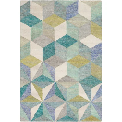 Cassini Rug in Teal and Khaki