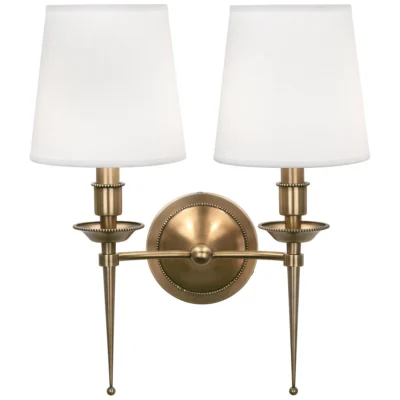 Cedric Double Arm Wall Sconce in Various Finishes design by Robert Abbey