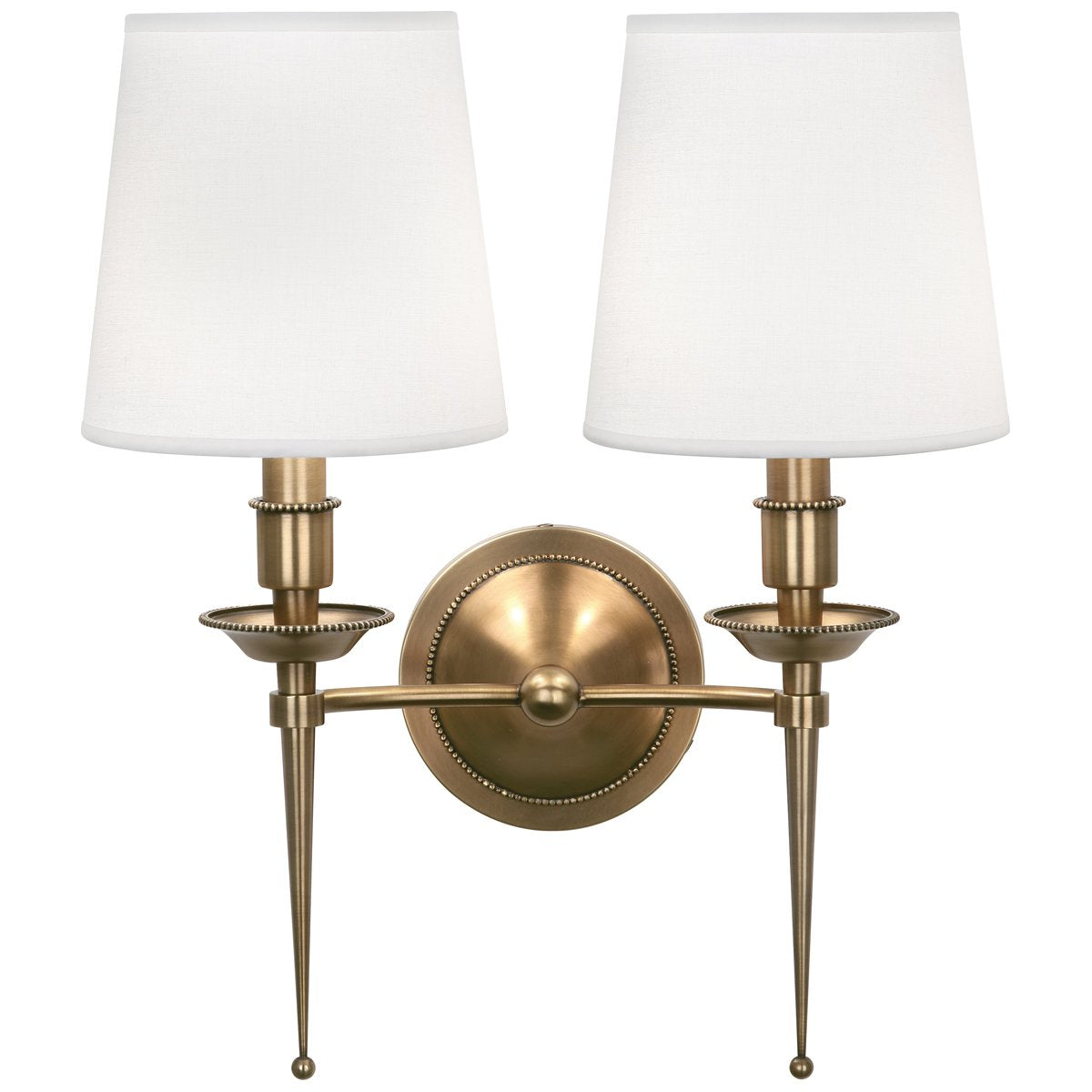 Cedric Double Arm Wall Sconce in Various Finishes design by Robert Abbey