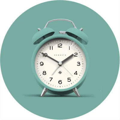 Charlie Bell Echo Alarm Clock in Aquamarine design by Newgate