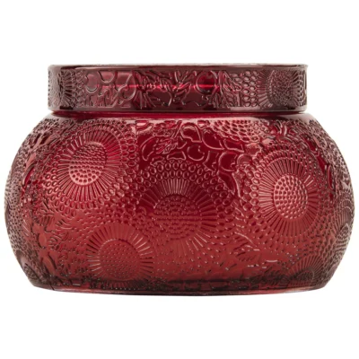 Chawan Bowl 2 Wick Embossed Glass Candle in Goji Tarocco Orange design by Voluspa