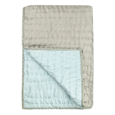 Chenevard Pebble and Duck Egg Reversible Quilt and Pillow Cases design by Designers Guild
