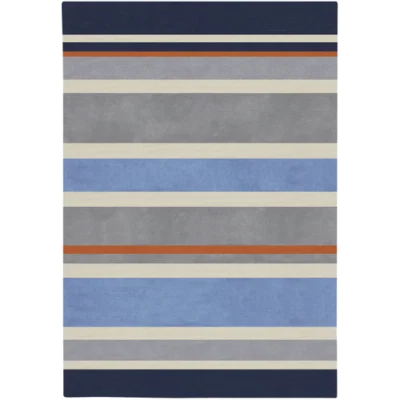 Chic Grey Navy and Orange Kids Rug