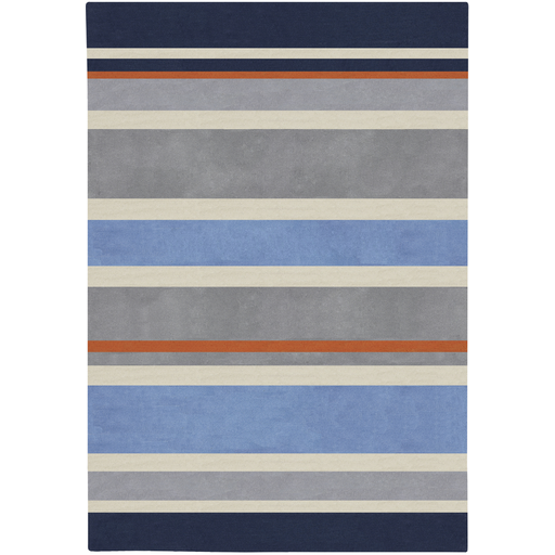 Chic Grey Navy and Orange Kids Rug