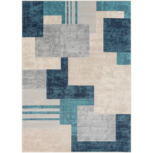 City Rug in Aqua and Charcoal