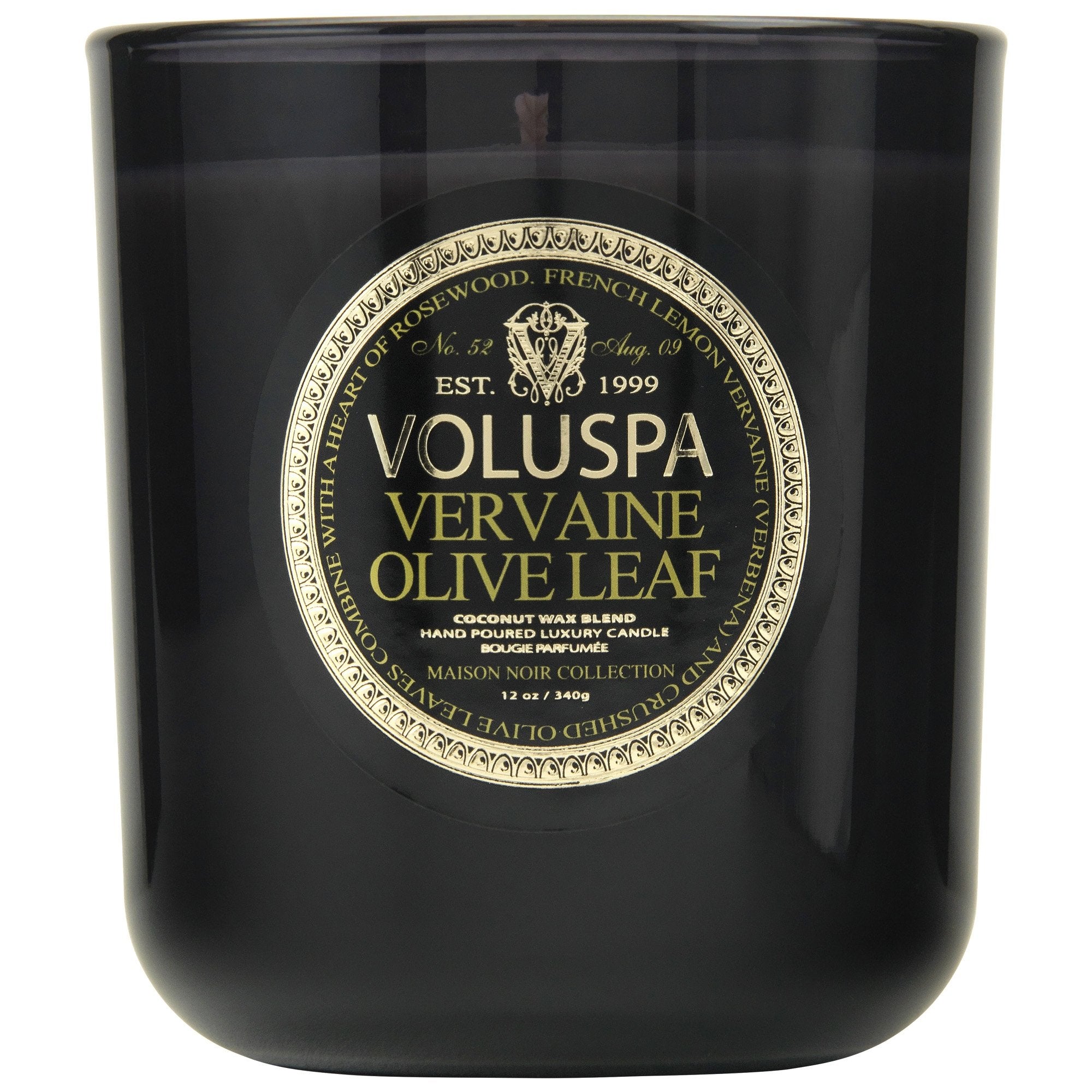 Classic Maison Candle in Vervaine Olive Leaf design by Voluspa