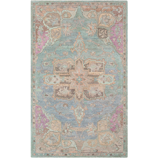 Classic Nouveau Rug in Aqua and Taupe