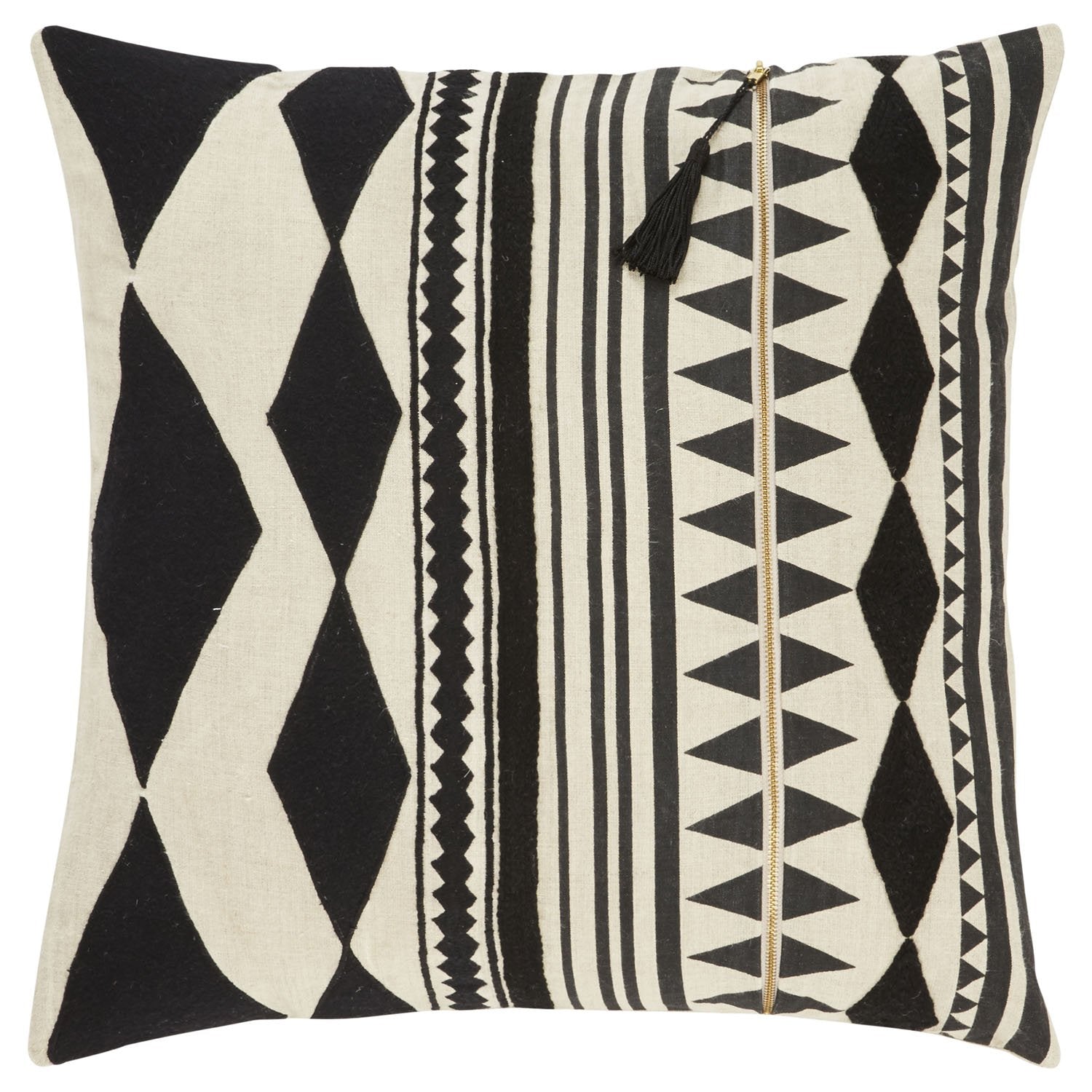 Cosmic Pillow in Oatmeal and Jet Black design by Nikki Chu