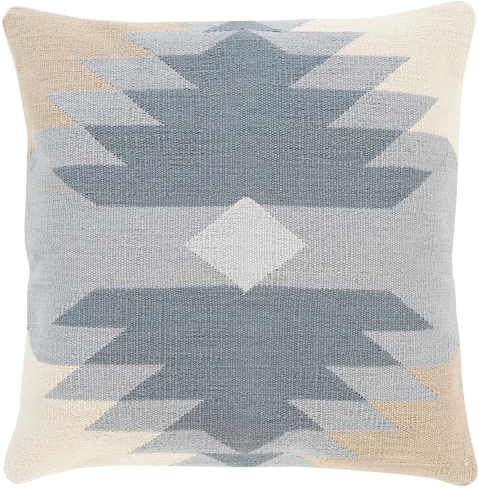 Cotton Kilim 18 x 18 Cotton Cushion in Charcoal and Medium Gray Shade