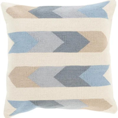 Cotton Kilim 18 x 18 Cotton Cushion in Cream and Charcoal Shade