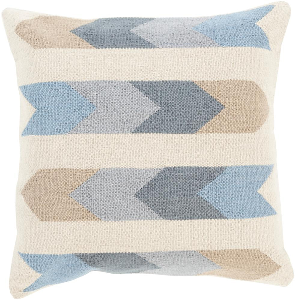 Cotton Kilim 18 x 18 Cotton Cushion in Cream and Charcoal Shade