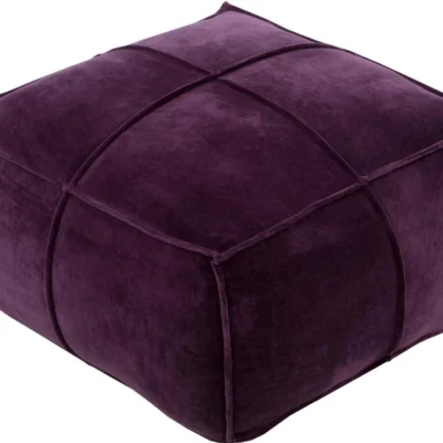 Cotton Velvet Cotton pouf in Dark Purple color