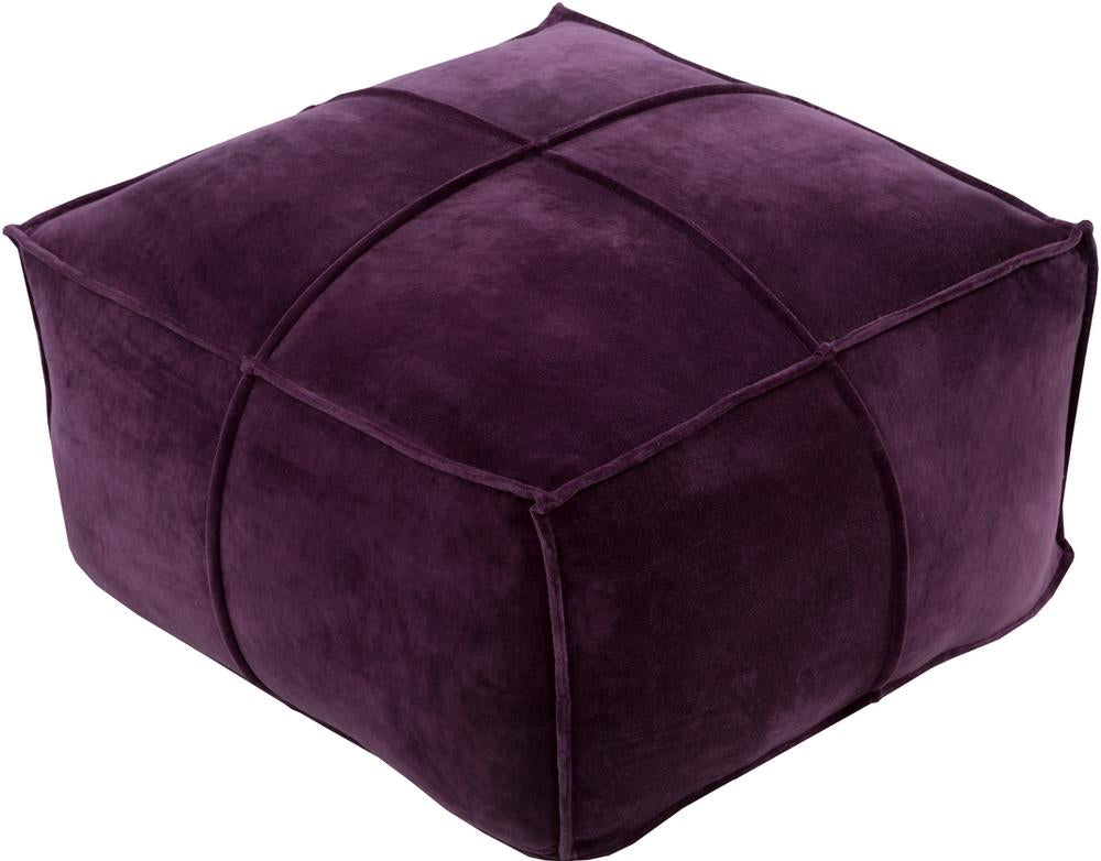 Cotton Velvet Cotton pouf in Dark Purple color