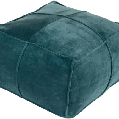 Cotton Velvet Cotton pouf in Teal color