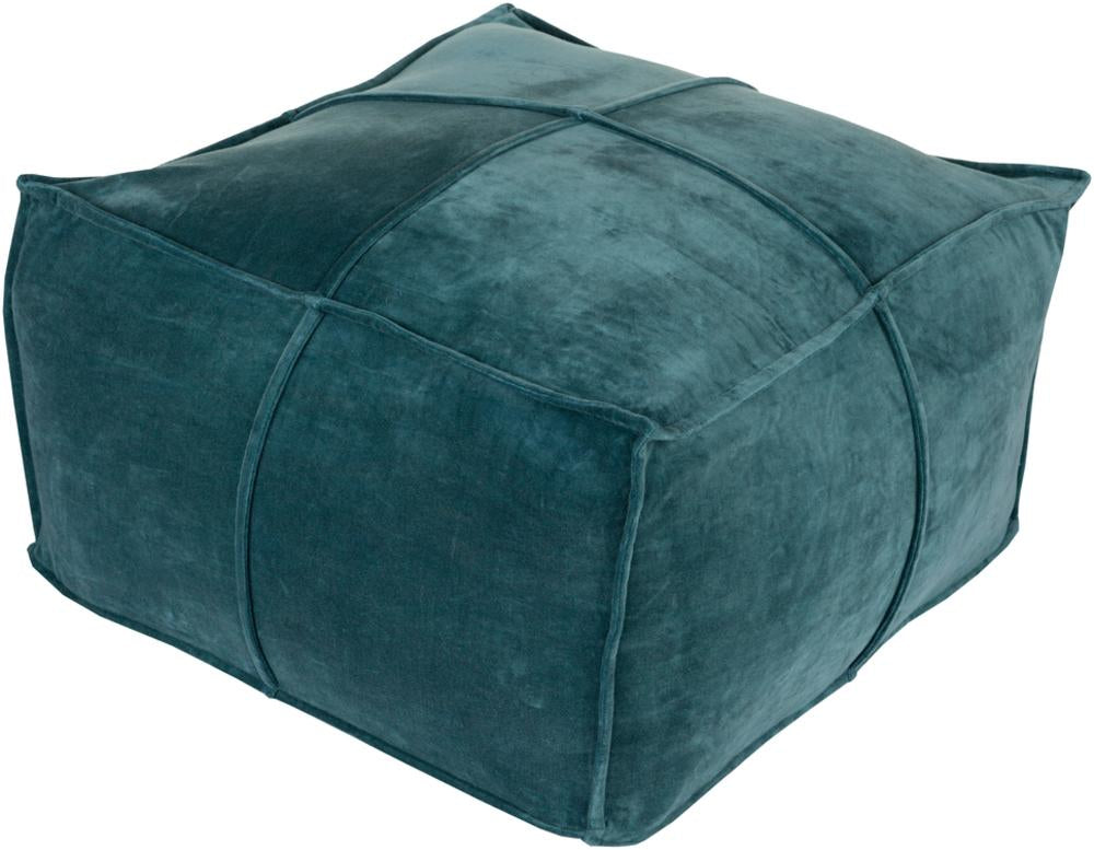 Cotton Velvet Cotton pouf in Teal color