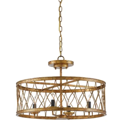 Crisscross Pendant in Gold Leaf design by Currey and Company