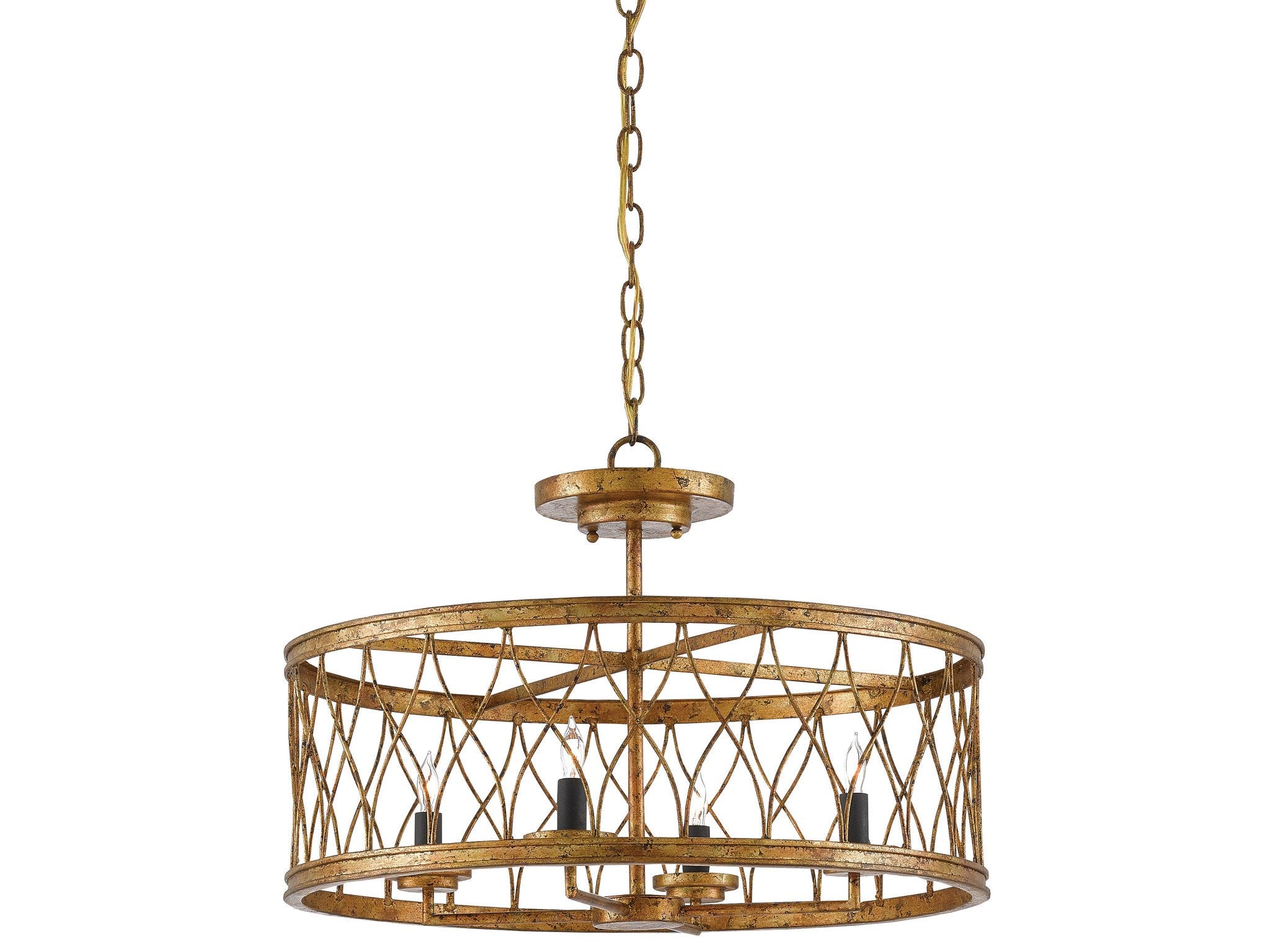 Crisscross Pendant in Gold Leaf design by Currey and Company