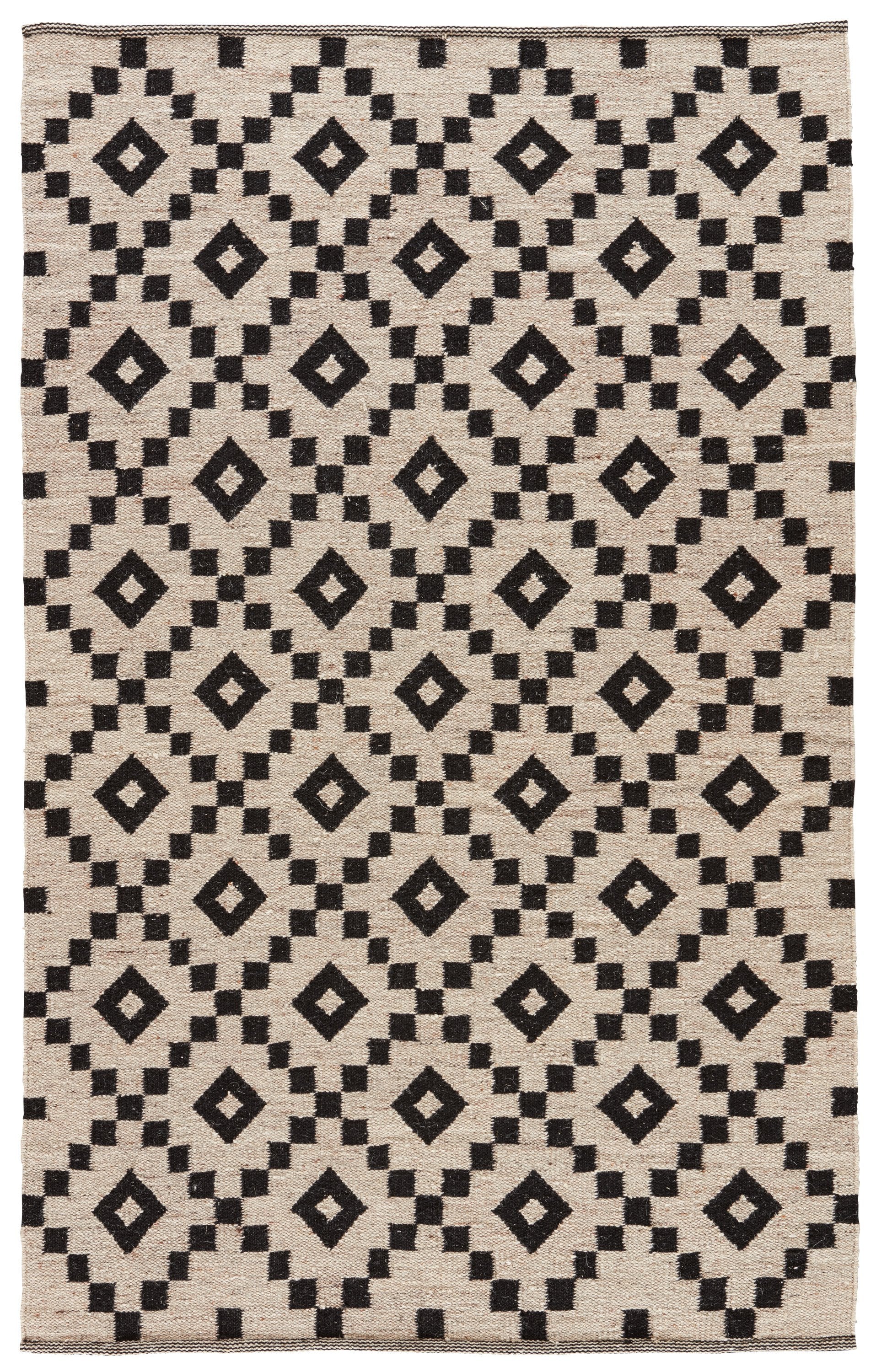 Croix Handmade Geometric Black and White Area Rug