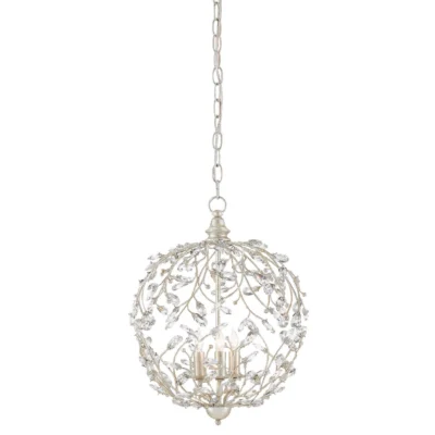 Crystal Bud Sphere Chandelier in Silver Granello design by Currey and Company